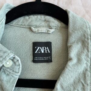 Zara denim button down - size S - light green